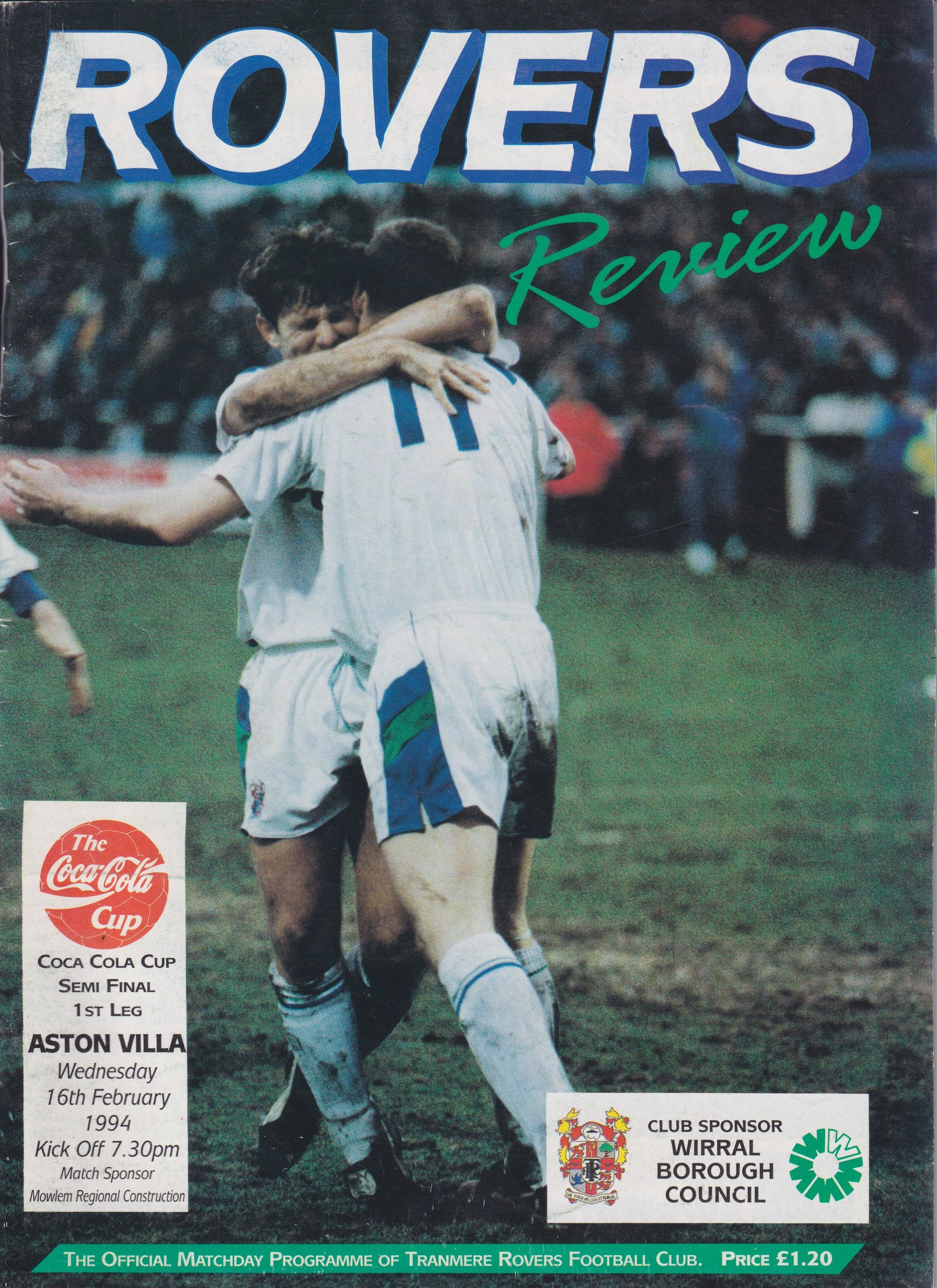 Tranmere Rovers v Aston Villa match programme